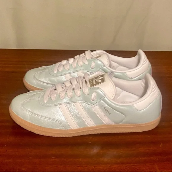 Adidas Samba OG Linen Green Metallic Women’s Size 6 (IG1965) - Picture 2 of 6